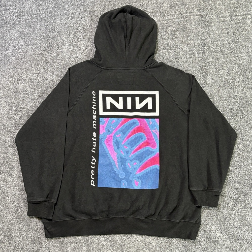 Nine Inch Nails Pretty Hate Machine Hoodie Men Large Black Grunge Rock Band Tour